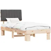 vidaXL Bedframe met Gevoerde Hoofdbord Donkergrijs 90 x 190 cm