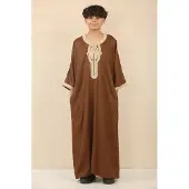 Thobez Kinderjongens bruin Marokkaanse Thobe Jubba Robe Eid Djellaba Gandoura