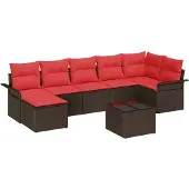 vidaXL Tuinbank Set 8 st Bruin poly rattan