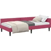 vidaXL Hoek Bed Frame met hoofdeinde Wijnrood 90 cm x 190 cm Fluweel