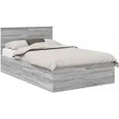 vidaXL Bedframe met hoofdeinde Grijs Sonoma 135 x 190 cm Bewerkt hout