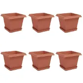 vidaXL Plantenpotten 6 pcs Baksteenrood 20 x 20 x 16 cm Kunststof