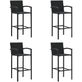 vidaXL Barkrukken 4 st poly rattan zwart