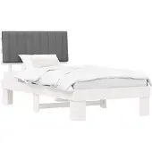 vidaXL Bedframe met gestoffeerde hoofdbord, lichtgrijs, 100 x 200 cm
