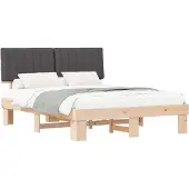 vidaXL Bedframe met Gevoerde Hoofdbord Donkergrijs 160 x 200 cm