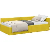 vidaXL Hoek Bed Frame met hoofdeinde Geel 100 cm x 200 cm Fluweel