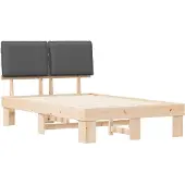 vidaXL Bedframe met gestoffeerd hoofdeinde, donkergrijs, 120 x 190 cm