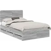 vidaXL Bedframe met lade Grijs Sonoma 120 x 190 cm Ingenieurshout