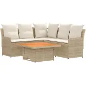 vidaXL Meubelsets 4 st Beige en Crème PE Riet