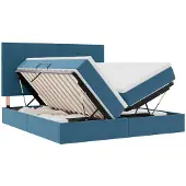 vidaXL LED-bed met opbergruimte en matras, donkerblauw, 200 x 200 cm, fluweel