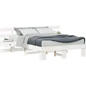 vidaXL Bedframe met hoofdeinde Wit 140 x 190 cm Massief grenenhout