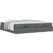 vidaXL Bedframe met matras 2 st Dim Grijs Stof