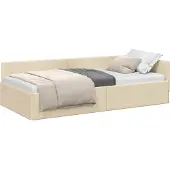 vidaXL Hoek Bed Frame met hoofdeinde Crème 90 cm x 190 cm Stof