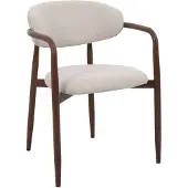 Giga Meubel Eetkamerstoel Alexia met Armleuning Beige/Walnoot