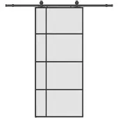 vidaXL Schuifdeur met beslagset 90x205 cm ESG glas zwart