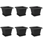 vidaXL Plantenpotten 6 pcs Zwart 33 x 33 x 26 cm Kunststof