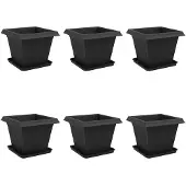 vidaXL Plantenpotten 6 pcs Zwart 38 x 38 x 30 cm Kunststof