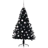 vidaXL Kunststof Voorverlichte Kerstboom met 150 LED Zwart 150 cm PVC