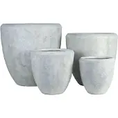 Ptmd Dashima Cream GRC Bombey Pot Low Round Set Of 4