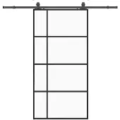 vidaXL Schuifdeur met beslagset 102,5x205 cm ESG glas zwart