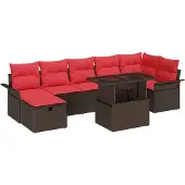 vidaXL Tuinbank Set 8 st Bruin poly rattan