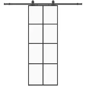 vidaXL Schuifdeur met beslagset 76x205 cm ESG glas zwart