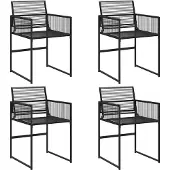 vidaXL Tuinstoelen, 4 stuks, zwart, polyrotan