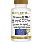 Golden naturals Vitamine K2 200mcg & D3 25mcg (180 capsules)