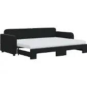 vidaXL Slaapbank onderschuifbed en matrassen 80x200 cm fluweel zwart