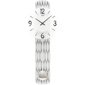 AMS Quartz Wandklok met slinger W7506 zilverkleurig
