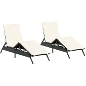 vidaXL - Ligstoelen - 2 - st - met - kussens - poly - rattan - zwart