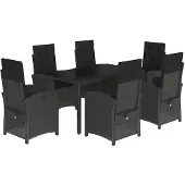vidaXL 7-delige Tuinset met kussens poly rattan zwart