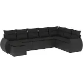 vidaXL 8-delige Loungeset met kussens poly rattan zwart