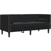 vidaXL Tweezitsbank Chesterfield-stijl en bolsters fluweel zwart