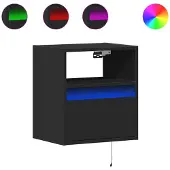 vidaXL Nachtkastjes met LED's 2 st wandgemonteerd zwart