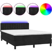vidaXL Boxspring met matras en LED fluweel zwart 140x200 cm