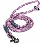 Nobleza Hondenriem - 120 cm - Reflecterend - Gevlochten Nylon - Ronde Uitlaatriem - Roze