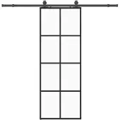 vidaXL Schuifdeur met beslagset 76x205 cm ESG glas zwart