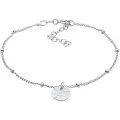 Elli - Armband - Dames Bol Plaatje Disk Gehamerd in 925 Sterling Zilver - Dames
