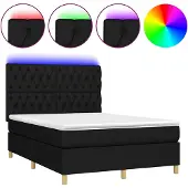vidaXL Boxspring met matras en LED stof zwart 140x190 cm