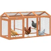 PawHut Kippenhok-Dennenhout, metaal-156L x 70,5B x 84H cm-Oranje