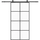 vidaXL Schuifdeur met beslagset 102,5x205 cm ESG glas zwart