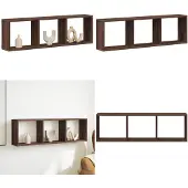 vidaXL Wandkast 100x16x30 cm bewerkt hout bruin eikenkleur