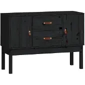 vidaXL Dressoir 110x40x78 cm massief grenenhout zwart