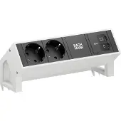 Bachmann DESK2 bureauonderdeel, 2x CEE7/3 stopcontacten, 1x USB-C poort met 65W vermogen, lengte 0,2 meter, kleur RAL9010