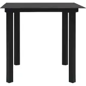 vidaXL Tuintafel 80x80x74 cm staal en glas zwart