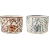 Bloomingville Schaal aardewerk blauw Tonia 9cm - set van 2