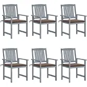 vidaXL Tuinstoelen 6 st met kussens massief acaciahout grijs