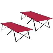 vidaXL Opvouwbaar Campingbed 2 pcs Rood 206 x 76 x 74 cm