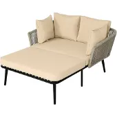 Sweiko Tuinstoel - Balkon Ligstoel - Kussen Afneembaar - Khaki
